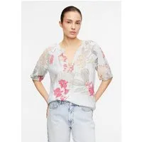comma Kurzarmbluse Bluse Strukturierte Bluse mit Tunikaauschnitt