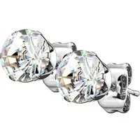Taffstyle Paar Ohrstecker Runde Ohrstecker Edelstahl Ohrringe Kristall Silber Clear 3mm (Damen Herren zum Geburtstag Weihnachten Valentinstag Muttertag), Ohrstecker Ohrringe Stecker Schmuck Geschenke für Frauen Freundin