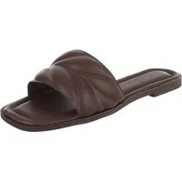 Ital-Design Damen Slipper mit gepolsterter Riemen-Optik Pantolette (91895766) Blockabsatz Pantoletten in Braun