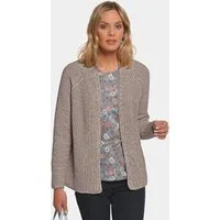 GOLDNER Strickjacke Elegante Grobstrickjacke, Zopfmuster Verschlusslose Baumwolljacke mit Schalkragen und Langarm
