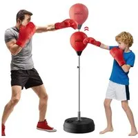 HOMELUX Punchingball 121-145cm Höhenverstellbar (Set, mit 2 Paar Handschuhe 1 Pump), für Jugendliche und Erwachsene