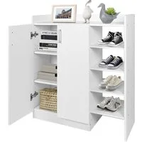 KOMFOTTEU Schuhschrank Schuhregal mit 2 verstellbare Einlegeböden & 4 offene Regale