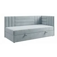 Deine Möbel 24 Boxspringbett KAYA Jugendbett mit Bettkasten, Topper, Veloursbezug (ideal für Jugendliche und Erwachsene, 1-St., Modernes 2-in-1 Design Schlafsofa & Bett), 90x200 100x200 Schwarz Grau Beige Ecru Anthrazit