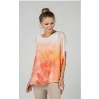 Passioni Chiffontunika Leichte Tunika mit Blätterprint Chiffonbluse mit Top
