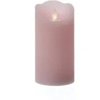 MARELIDA LED-Kerze mit beweglicher Flamme Echtwachs Rustik-Optik H: 15cm Timer rosa, LED Classic, warmweiß (2100K bis 3000K)