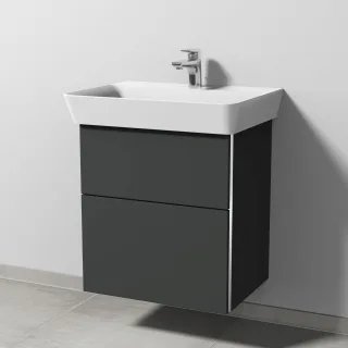 Sanipa 3way Waschtischunterbau zu Ideal Standard Connect Air Cube Waschtisch mit 2 Auszügen, Graphit BP6481B