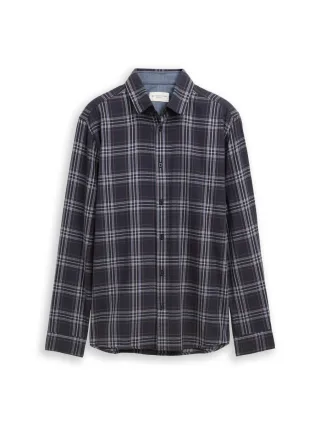 Tom Tailor - Regular Fit: Flanell-Hemd mit Muster blau - Gr. - XL
