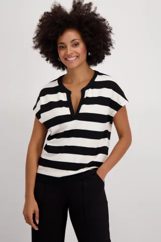 monari - Sweatshirt mit Streifen schwarz ringel - Gr. - 34