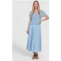 PEKIVESSA Sommerkleid Lässiges Midikleid im angesagten Lagen-Look aus Baumwolle-Leinen-Webstoff