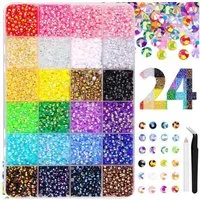 Diwzbyn Kreativset 30000+ Stück Strasssteine, 3mm 24 Farben Glitzersteine Zum Basteln, (Diamond Painting DIY Basteln (Kleber nicht enthalten), Bedazzling Kit für Nägel Und Textilien, Rhinestones Nail Art