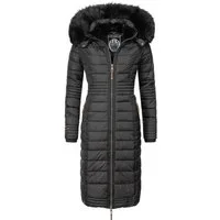 Navahoo Wintermantel Umay langer Damen Winter Steppmantel mit Kunstfellkapuze