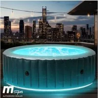 BRAST Whirlpool aufblasbar MSpa Starry COMFORT C-ST062 für 6 Personen Ø204x70cm, aufblasbares Aufstellbecken, (mit LED-Beleuchtung, In- Outdoor Pool 138 Massagedüsen Energiespar-Timer Heizung), Aufblasfunktion per Knopfdruck Bubble Wellness Massage