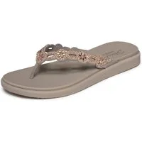 Skechers MEDITATION LUXE Zehentrenner Strandschuh, Sommerschuh, Badeschuh mit Schmucksteinchen