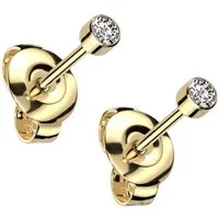 viva-adorno Paar Ohrstecker Titan Ohrstecker 3mm oder 5mm rund Zirkonia, Damen Mädchen Kristall Ohrringe