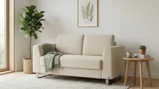 BRUNO Schlafsofa 120cm in Beige | Klassik | stabiles Massivholz & Boxspringkomfort