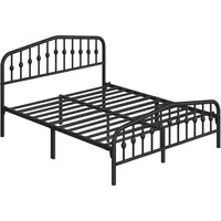 Yaheetech Metallbett 90-160cm (B), Bettrahmen Vintage Bettgestell mit kronenförmigem Kopfteil