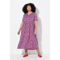 Ulla Popken Maxikleid Maxikleid A-Linie Tunika-Ausschnitt Halbarm