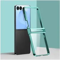 Wigento Handyhülle Für Samsung Galaxy Z Flip7 6D Electroplated Kunststoff Hülle Grün, Dreiteilige Electroplating PC Hülle mit Stoßschutz