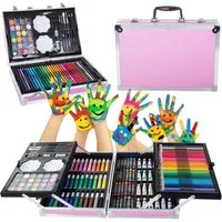 VERK GROUP Kreativset Malset für Kinder Malkoffer 145 Teile mit Stiften und Farben