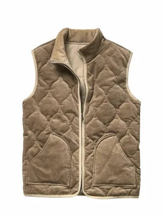 Mey & Edlich Herren Zwiebelstepp-Cordweste Beige Obermaterial: 97 % Baumwolle, 3 % Elasthan