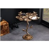 riess-ambiente Beistelltisch BIRDS 65cm messing · In- & Outdoor-Tisch mit Blatt-Design aus Metall (Einzelartikel, 1-St), Wetterfester Gartentisch mit Vogel-Skulpturen · handmade Dekotisch