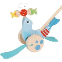 goki Schiebestab Schiebetier Robbe, (packung, 2-tlg), Holzspielzeug-Klassiker,ein Begleiter für kleine Entdecker