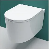 duschspa Tiefspül-WC spülrandlos Hänge Weiß Rund Wand WC mit Softclose WC-Sitz toilette