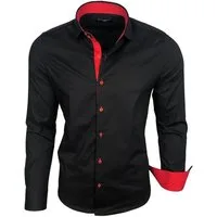 Baxboy Langarmhemd Baxboy Herren Kontrast Hemden Business Freizeit modernes Hemd B-500