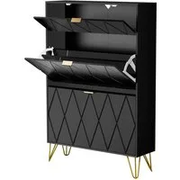 UEV Schuhschrank mit 2 Klappen Schuhregal Schukipper (Schmal Schrank. Schuhkommode im Flur) 80 x 24 x 120 cm für 16 Paar Schuhe,Platzsparend