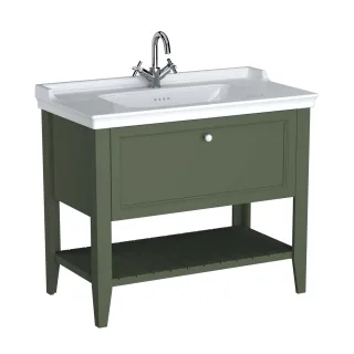 VitrA Valarte Set 100 cm Möbelwaschtisch + Waschtischunterschrank 1 Lade Vintage Grün (Lack),65816 65816
