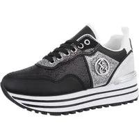 Ital-Design Damen Low-Top Freizeit Sneaker (86188181) Keilabsatz/Wedge Sneakers Low in Schwarz