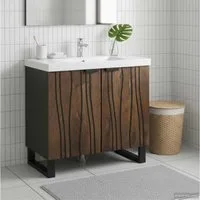 vidaXL Waschbeckenschrank Waschbeckenschrank Walnuss 62 x 33 x 58 cm Holzwerkstoff
