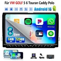 ESSGOO DAB+ Android16 6+128G Carplay GPS 4G Für VW GOLF 5 6 Touran Caddy Polo Autoradio (6GB+128GB, RDS, 4G LTE, FM, AM, DAB+ (optional), SWC, Carplay Android Auto Bluetooth EQ USB GPS Navi WIFI Touchscreen)