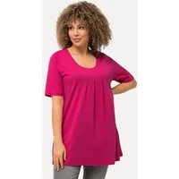 Ulla Popken T-Shirt T-Shirt Zierfalten A-Linie Rundhals Halbarm Modal
