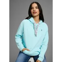 DELMAO Kapuzensweatshirt Weiche Baumwollmischung mit Kängurutasche und bedruckter Kordel