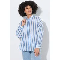 Angel of Style Hemdbluse Bluse oversized Streifen Zitronen-Motiv