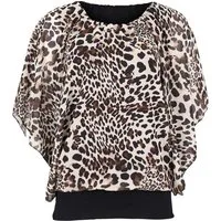 malito more than fashion Chiffonbluse malito Damen Bluse im Fledermaus Look, Tunika mit Rundhals und breite Bluse im Fledermaus Look Einheitsgröße