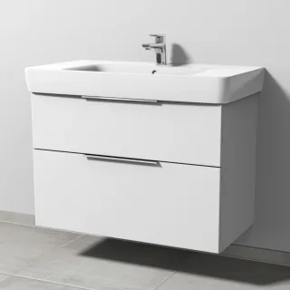 Sanipa 3way Waschtischunterbau zu Geberit Renova Plan Waschtisch mit 2 Auszügen, Weiß-Soft UM88043