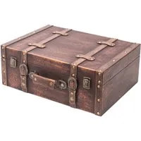 HMF Aufbewahrungsbox Handgefertigter Vintage Koffer aus Holz, Deko Koffer, Geschenkkoffer im Klassik Design, 44 x 32 x 16 cm