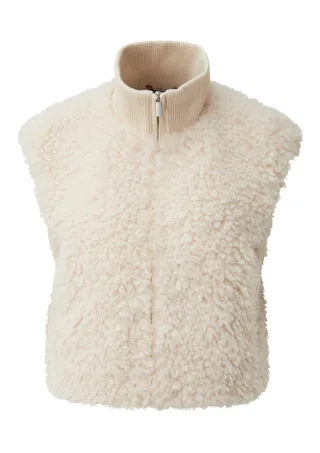 Q/S designed by - Weste aus Teddy-Fell beige - Gr. - S
