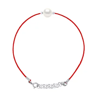 DIADEMA - Armband - Rotes Nylon - Süßwasserperle - Weiß