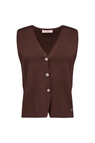 Studio Anneloes - Fenna knitted gilet espresso - Gr. - S