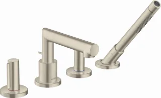 Hansgrohe 4-Loch Wannenarmatur Axor Uno F-Set Zerogriff Brushed Nickel Wannenrandmontage, 45444820 , 45444820