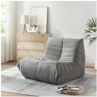 en.casa Sitzsack, »Kodsø« mit Rückenlehne 75 x 90 x 100 cm Mikrofaser Grau