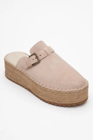 Novas Leder Plateau Espadrille Pantolette (Damen)