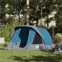 furnicato Faltzelt Campingzelt Kabine 298x158x132 cm Blau, (1 tlg), Wetterfestes Familienzelt mit E-Anschluss und abnehmbarem Überzelt