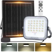 Aigostar Flutlichtstrahler Solar LED Strahler Außen mit Großer Solarpanel,Dimmbar 3000/4000/6500K, LED fest integriert, ohne Leuchtmittel, CCT-Dreifarbeneinstellung