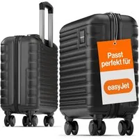 Travely Koffer Polycarbonat Handgepäck Koffer 45x36x20cm - für Easyjet etc, 4 Rollen, Designed in Germany, austauschbare Griffe und Rollen