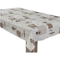 laro Tischdecke Wachstuchtischdecke Kaffee Print Beige PVC Eckig