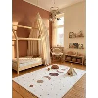 KADIMA DESIGN Teppich TINO Kinderteppich Waschbar Kinderzimmer Schadstoffgeprüft, Rechteckig, Höhe: 10 mm, Creme, 80x150 cm, Kinderteppich Waschbar Spielteppich